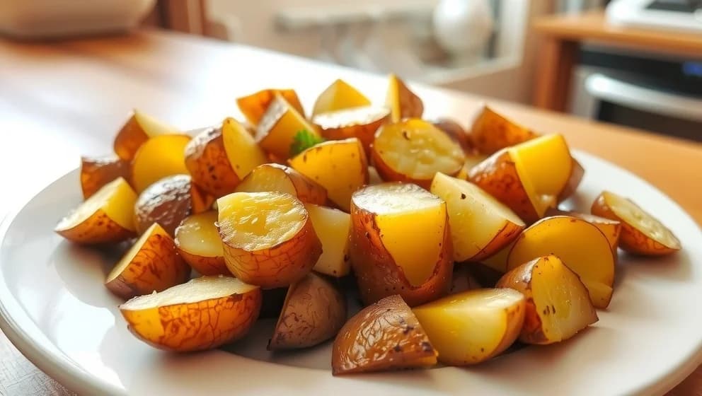 Råstekt potatis i ugn blir krispig och god